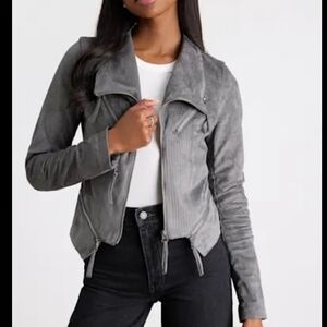 LULUs Charcal Grey Suede Moto Jacket